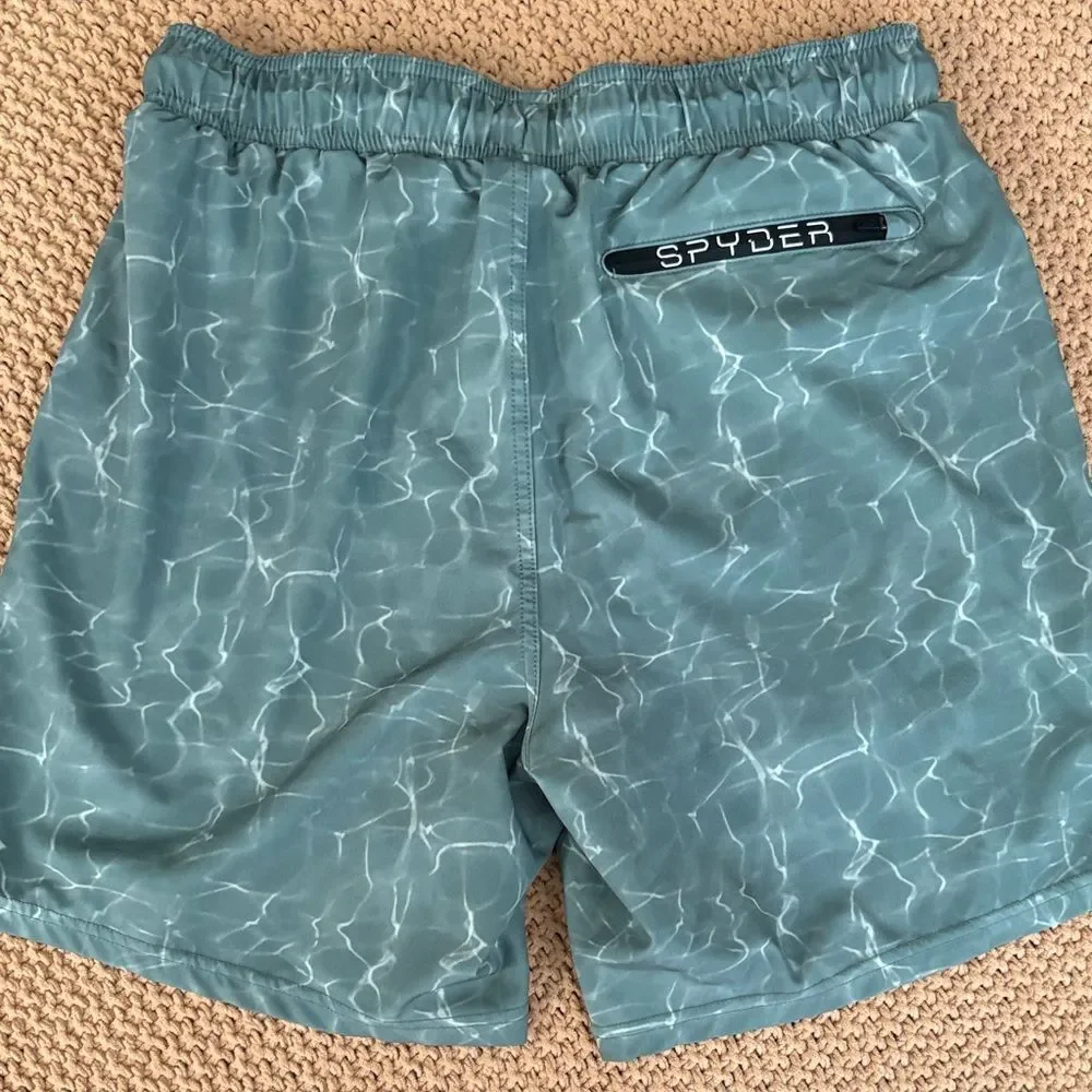 NWOT Spyder Aqua Patterned Active Mens Performance  Swimwear Size M